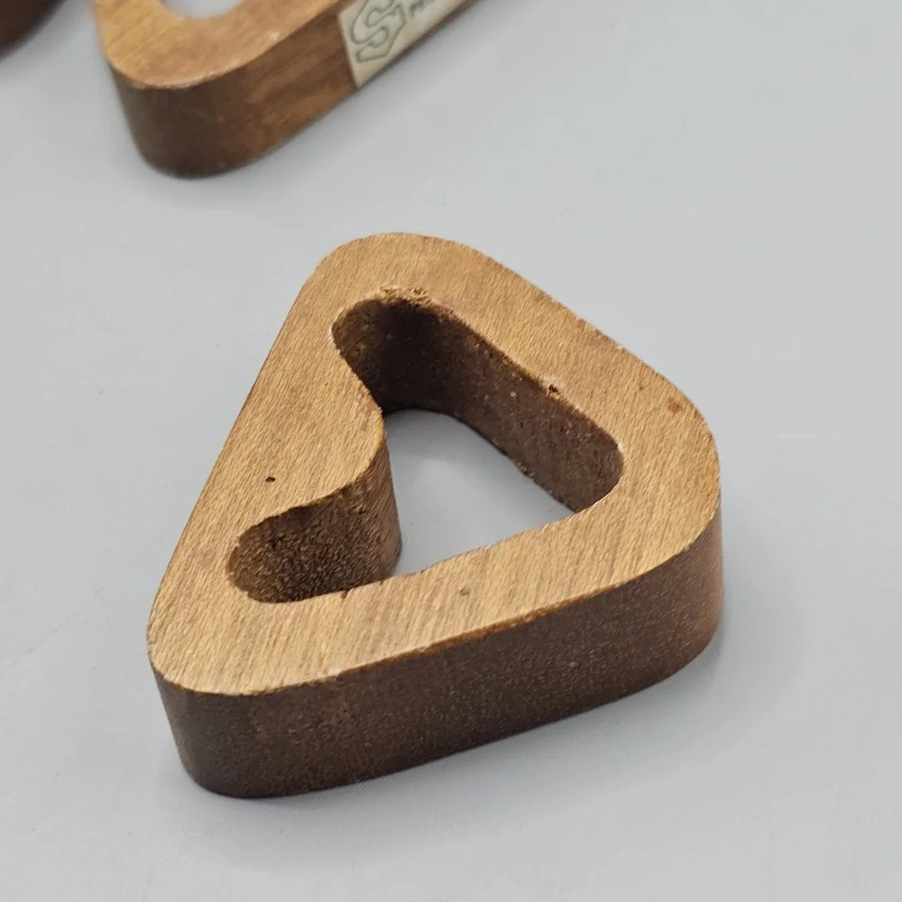 Vintage MCM Teak Wood Triangles Napkin Holders Made In Phillippines Set Of 9